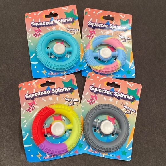Squeezee Spinner Fidget Spinner Toy Bundle NEW (4 Different Colors) - Picture 1 of 6